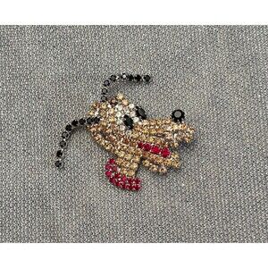 Vintage 80s Disney Pluto Pave Crystal Pin 1980s Butler & Wilson Glam Brooch